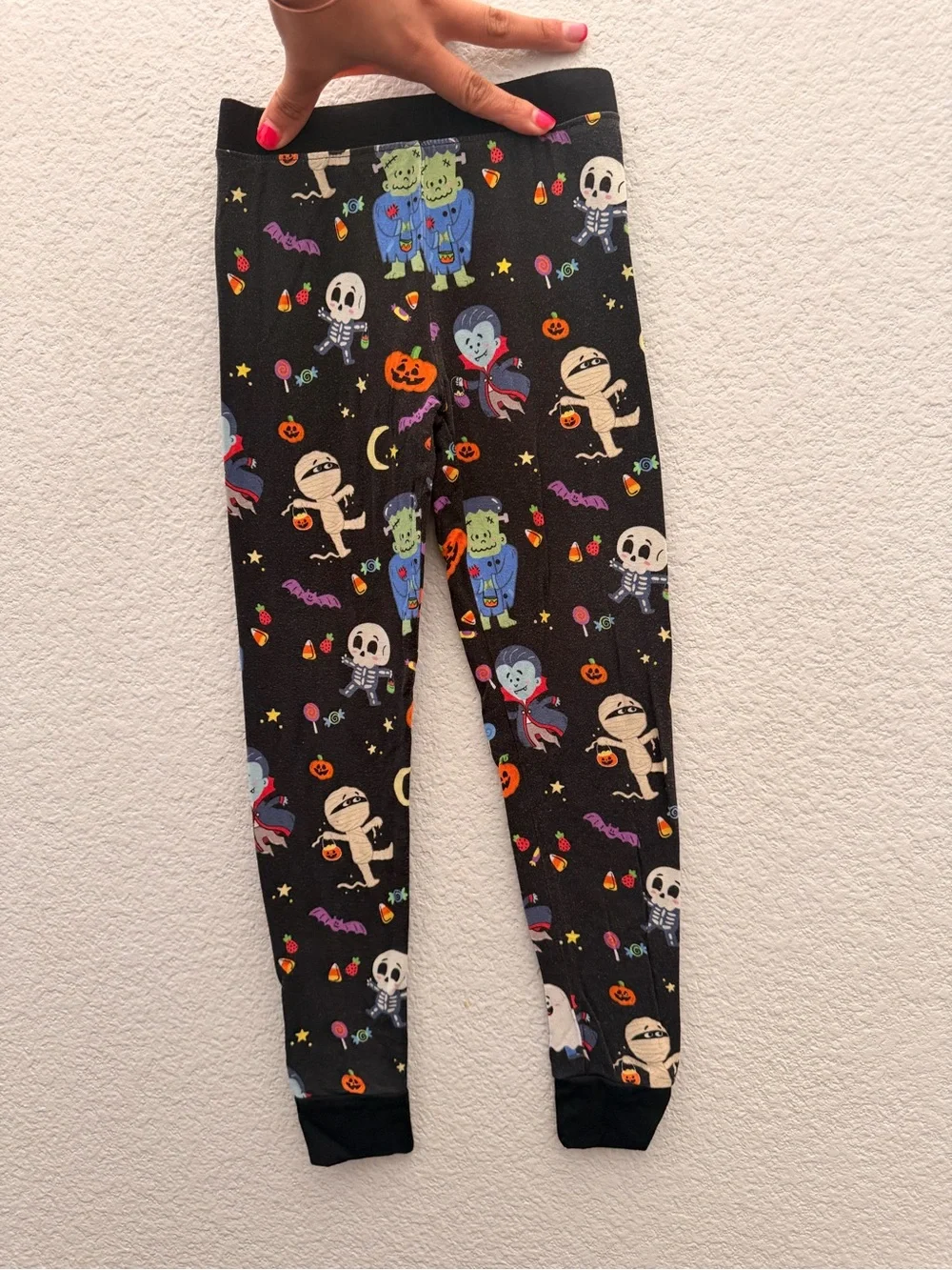 Kids Black Halloween Monsters Pajama Set - Long Sleeve Top & Jogger Pants